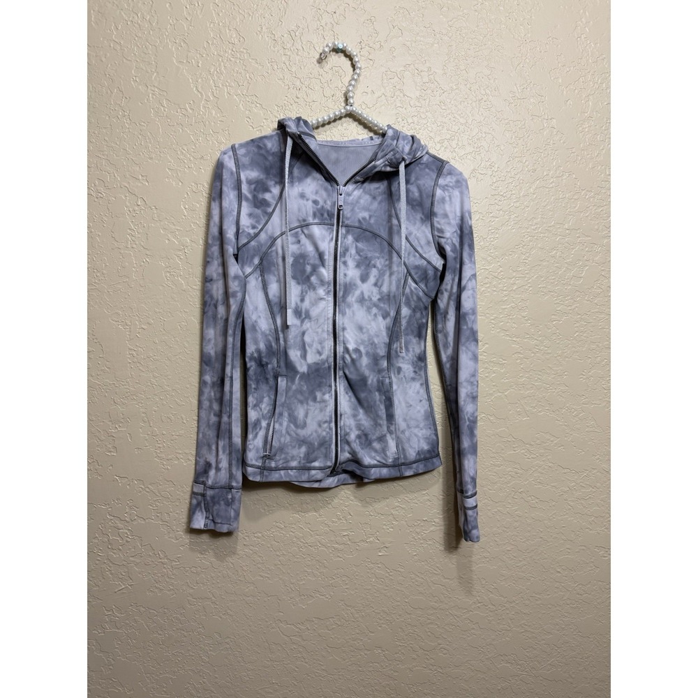 Lululemon Women's 4 Tie-Dye Hooded Define Jacket Nulu Full Zip Gray Diamond Dye
